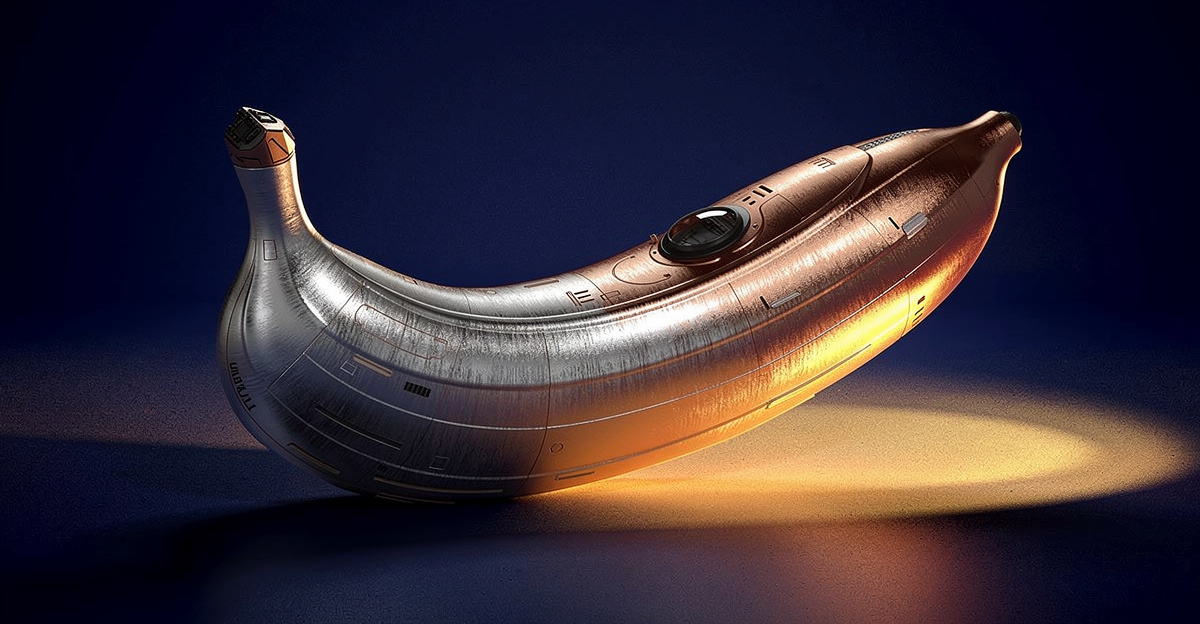Retro Banana Spaceship with Copper Accents