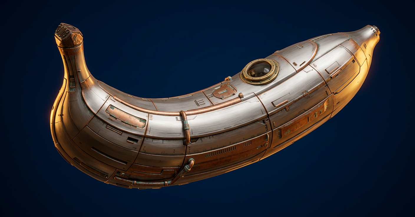 Retro Banana Spaceship with Copper Accents
