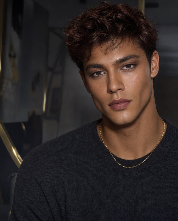 Sophisticated Man with Warm Tones and Refined Makeup