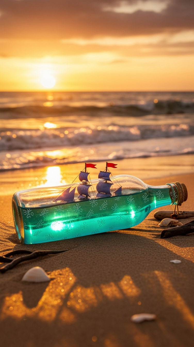 Glass Bottle With Mini Pirate Ship — flux-2-pro