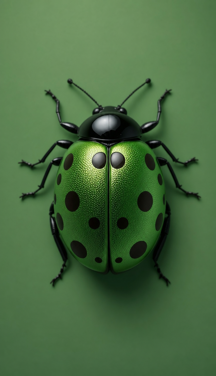 Glossy green ladybug macro studio