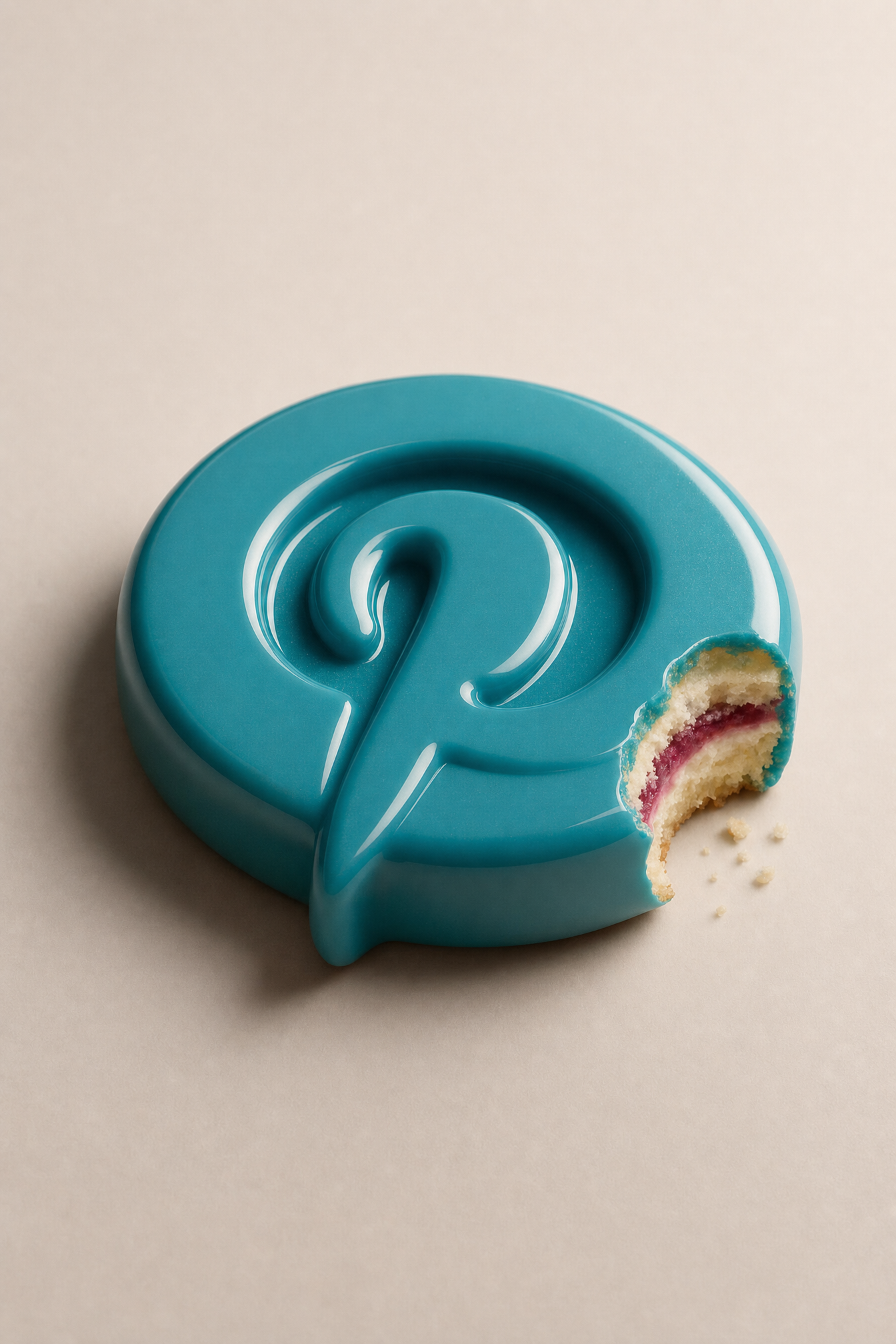 Glossy teal bitten dessert logo