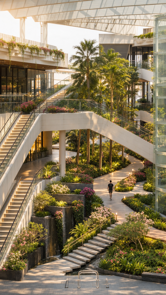 Golden Atrium with Subtropical Walkways