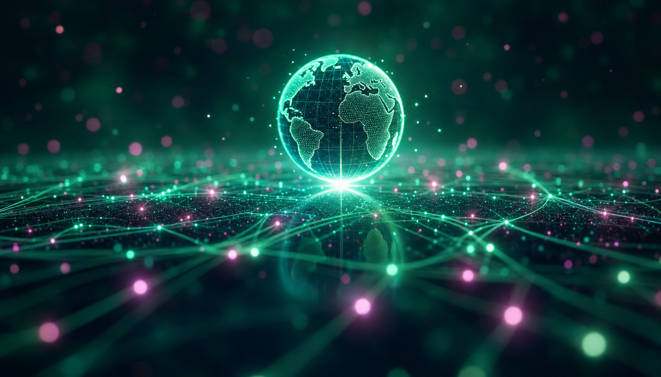 Green Teal Holographic Globe Network