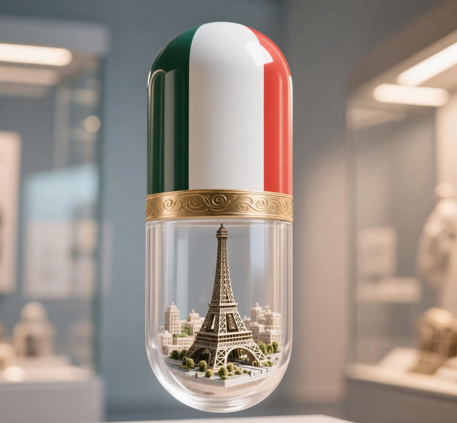Green White Red Striped Capsule France Souvenir