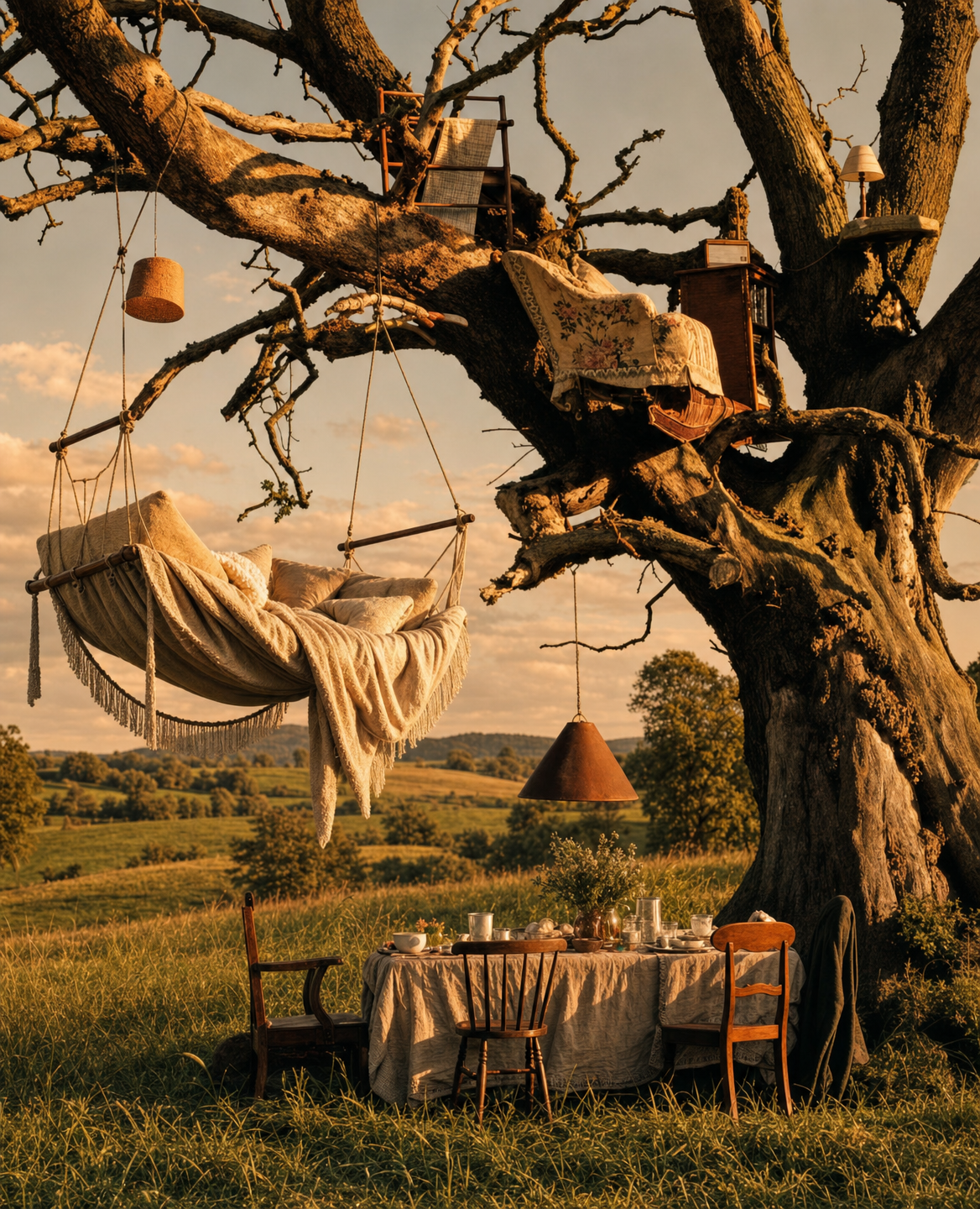 Hammock Bed Dreaming in Giant Tree