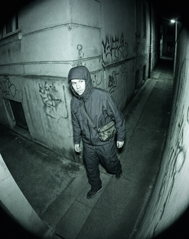 Hooded Figure Watches From Wet Alley