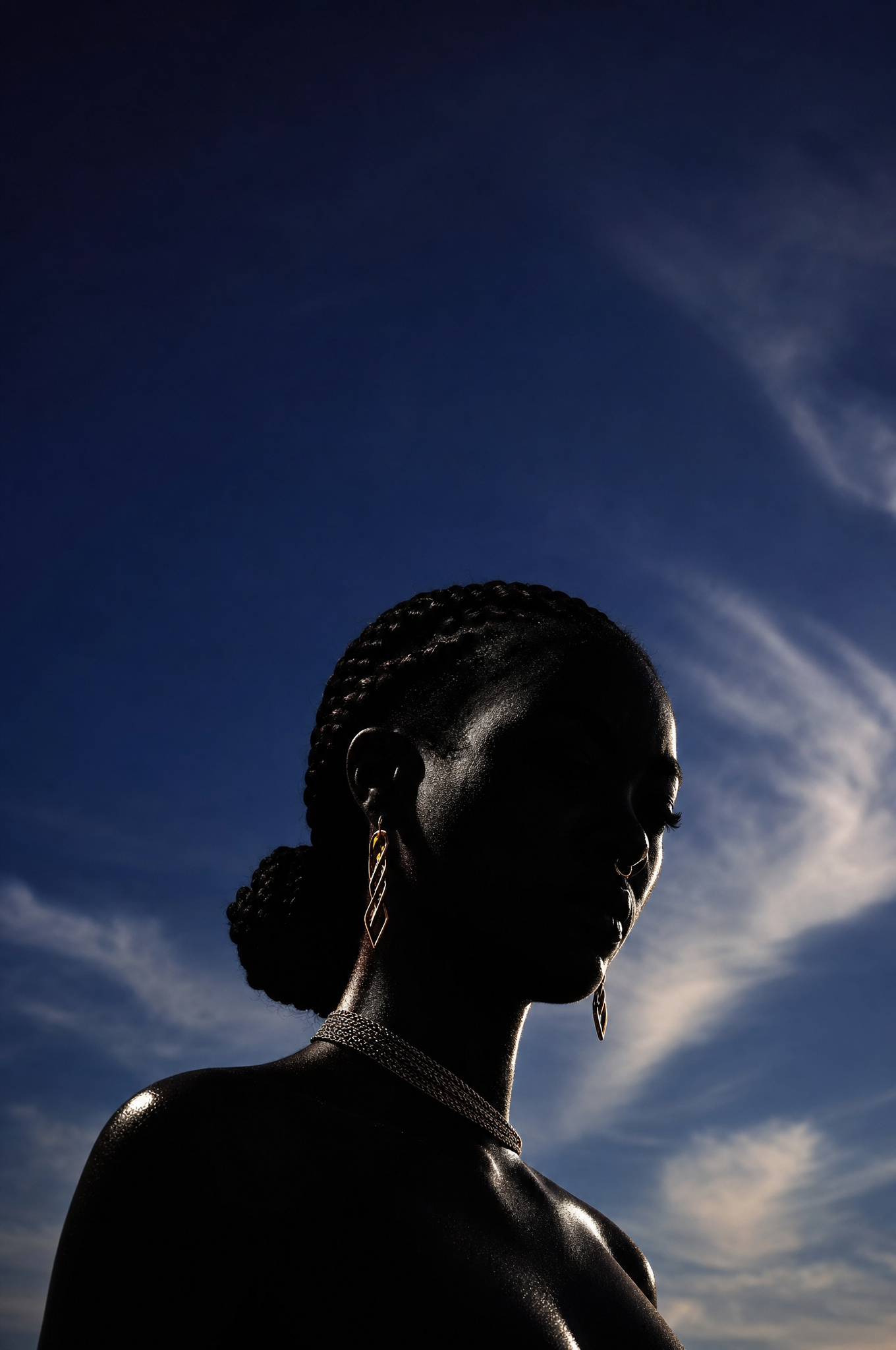 Indigo Backlit Silhouette Fashion Portrait