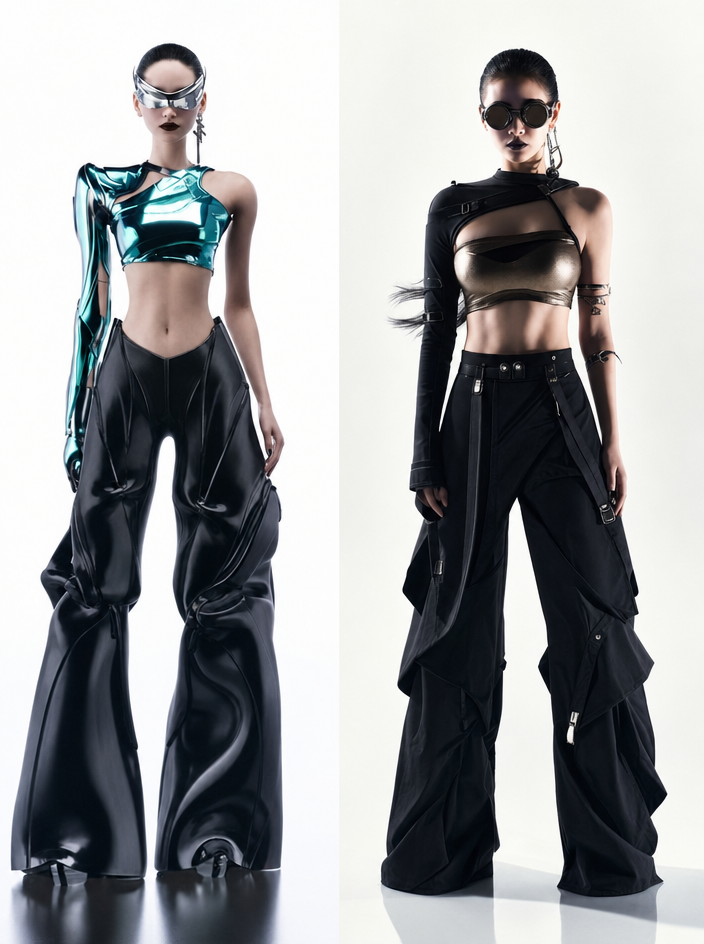 Iridescent Teal Futuristic Studio Runway