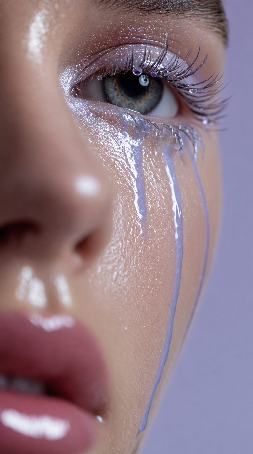 Lavender Beauty Editorial Tear Paint