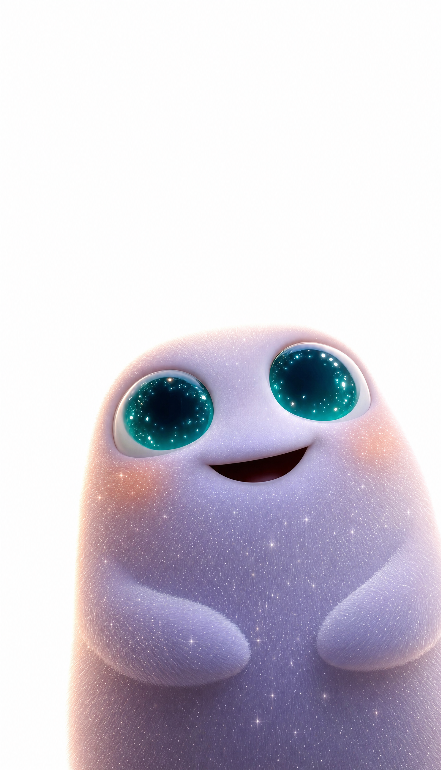 Lavender Fluffy Alien With Teal Eyes