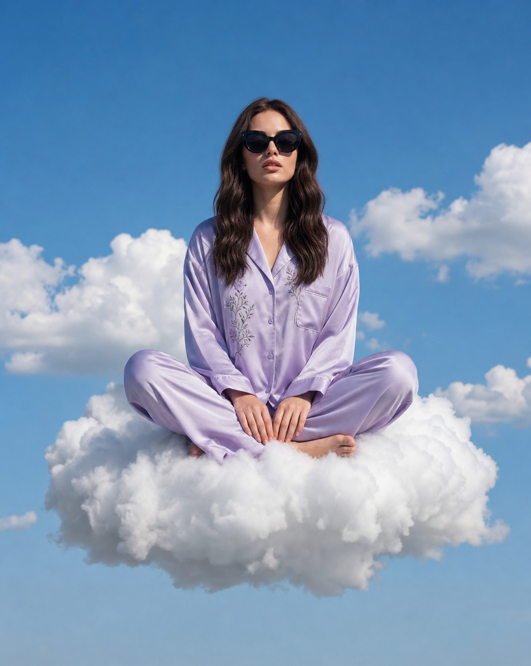 Lavender satin cloudbound fashion portrait