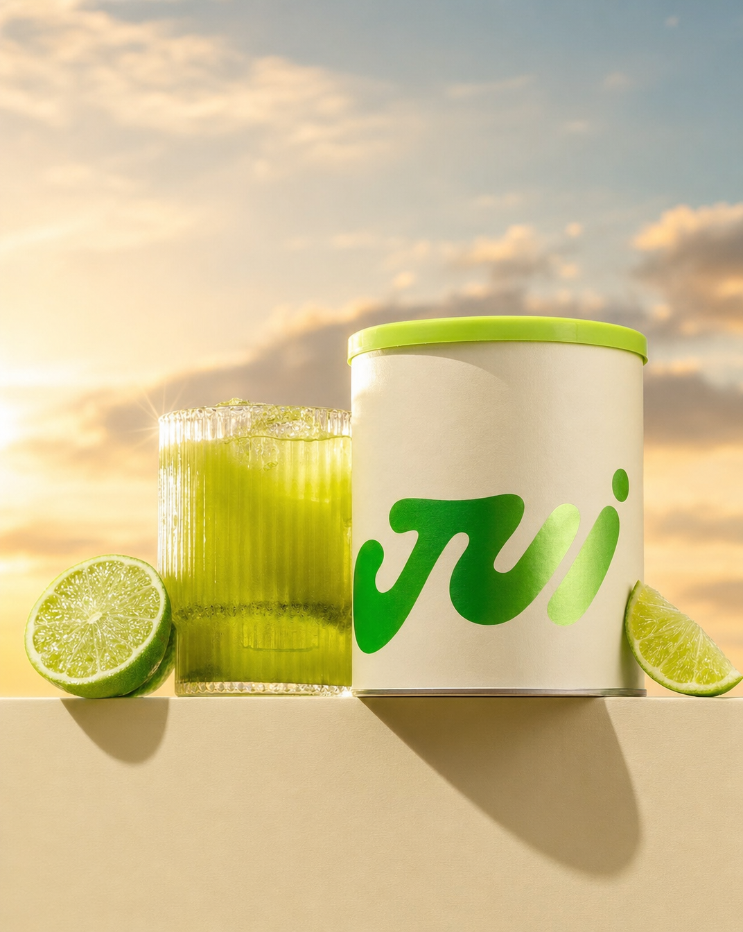 Lime Drink Canister with Sliced Limes