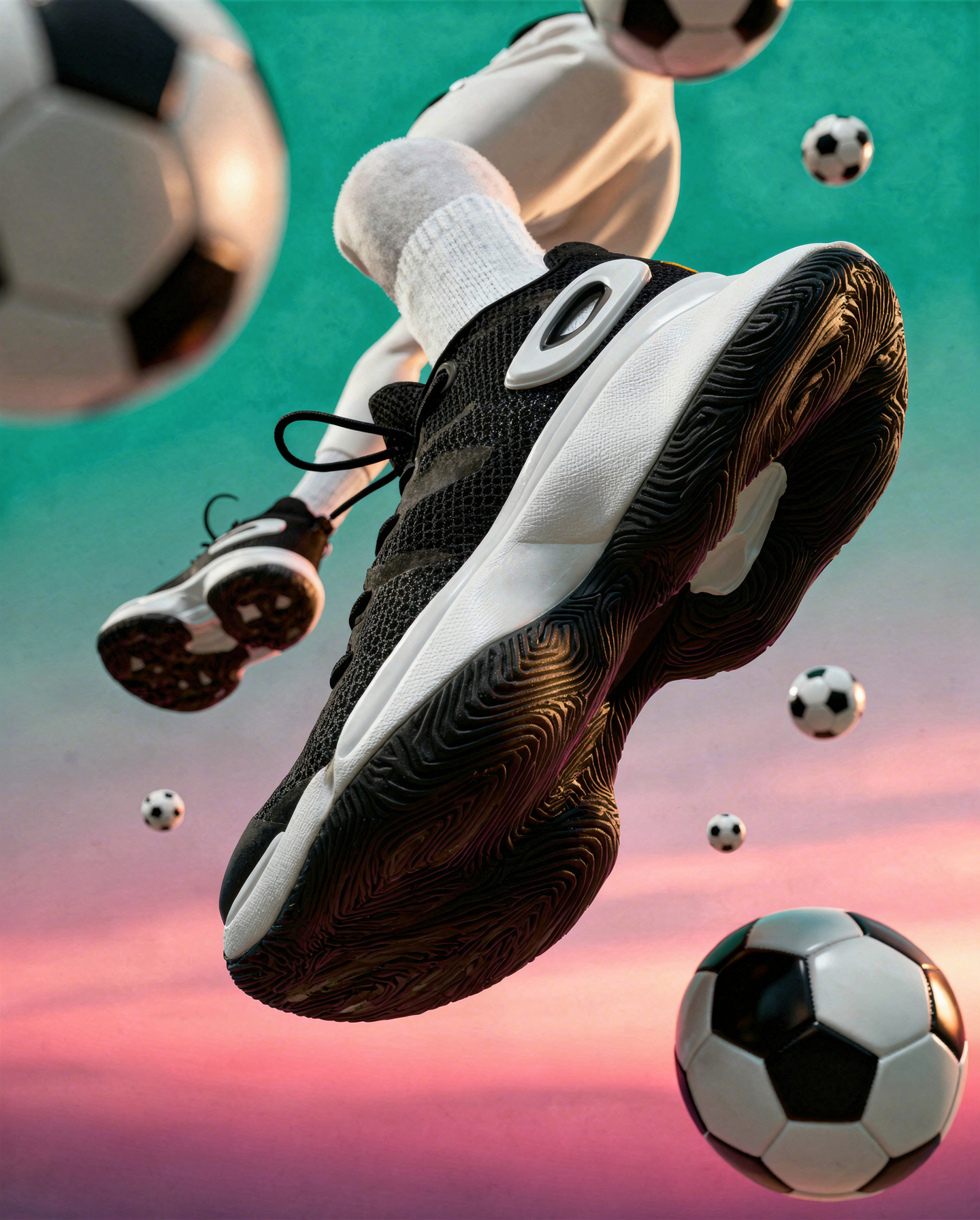 Low-Angle Black Sneaker With Floating Balls