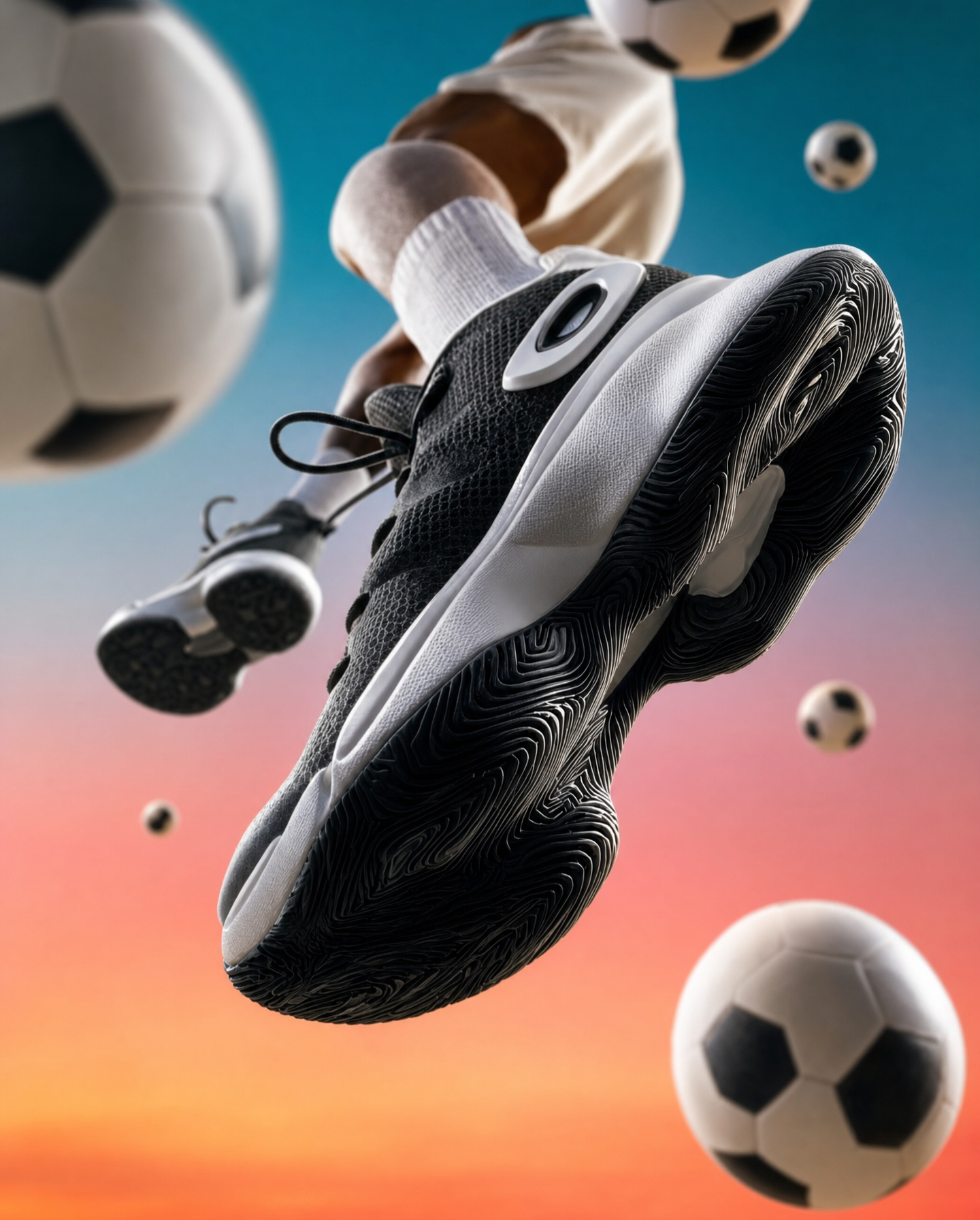 Low-Angle Black Sneaker With Floating Balls