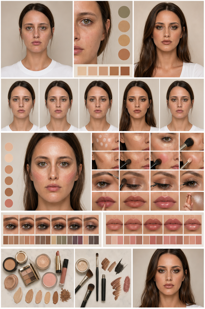 Luxury beauty consultation infographic grid