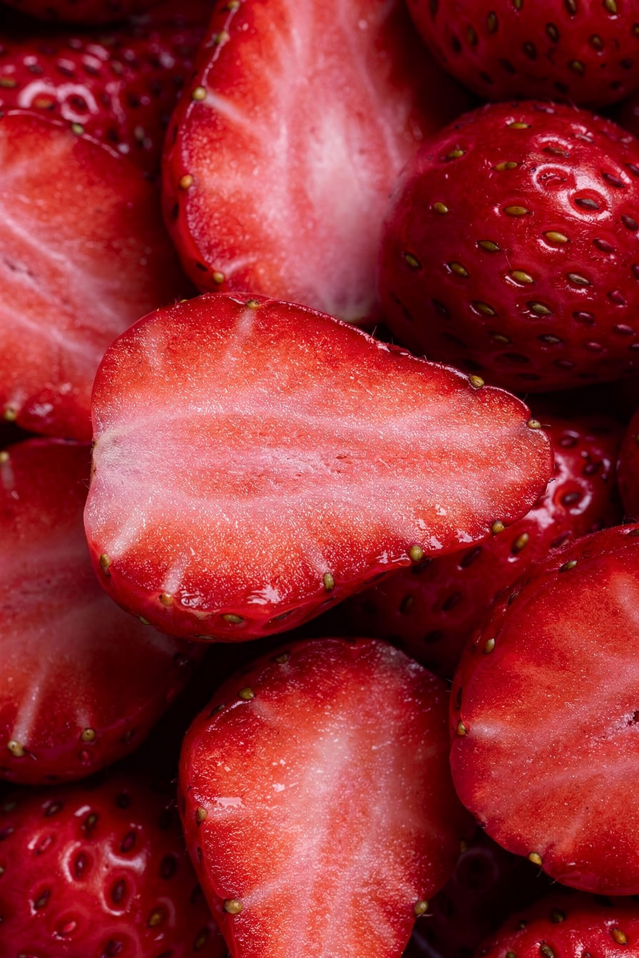 Fresh Strawberry Slices in Morning Light