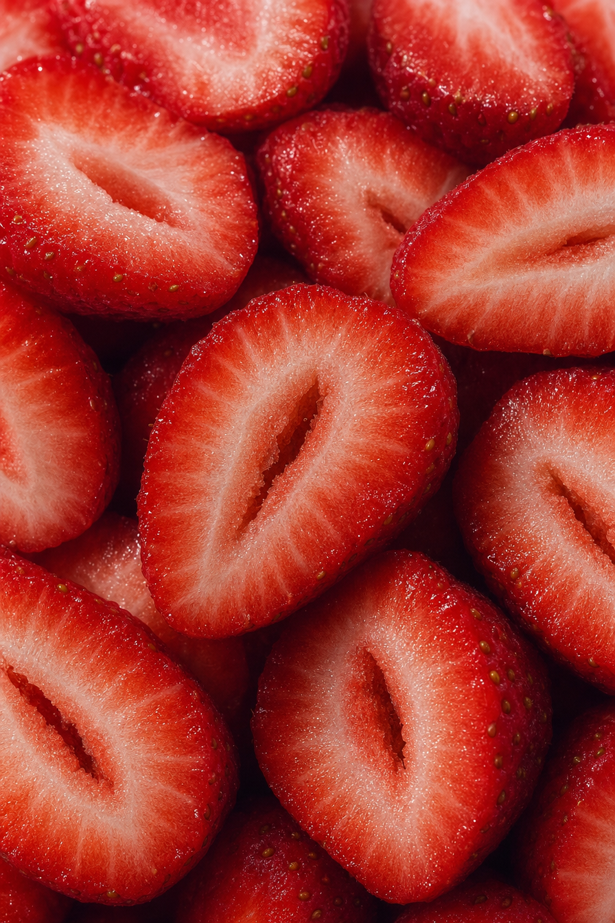 Fresh Strawberry Slices in Morning Light