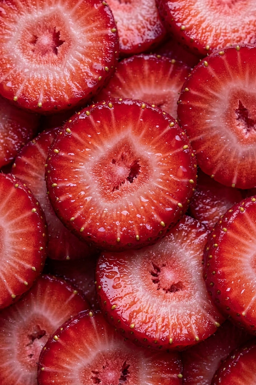 Fresh Strawberry Slices in Morning Light