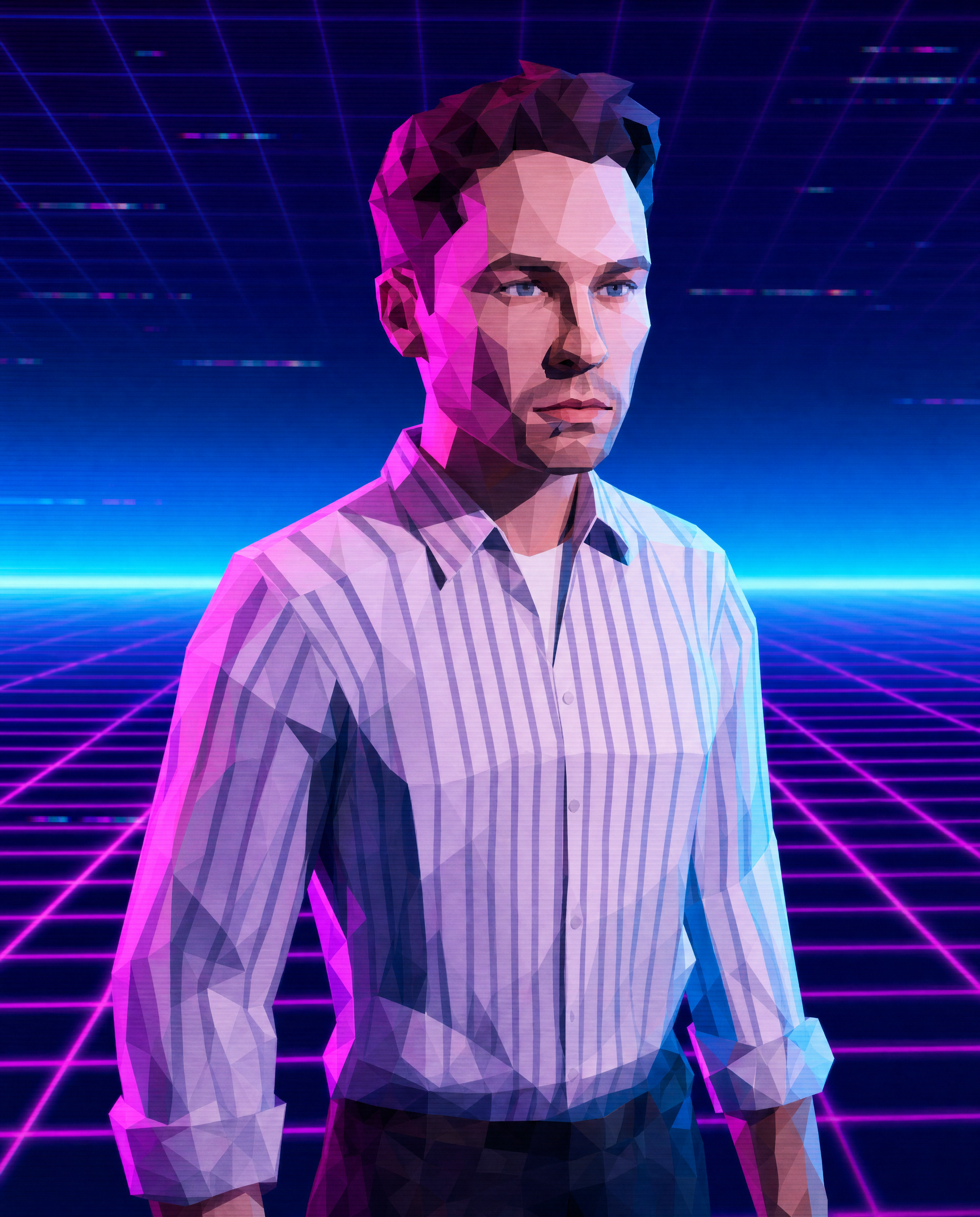 Magenta-Blue PS1 Vaporwave Character