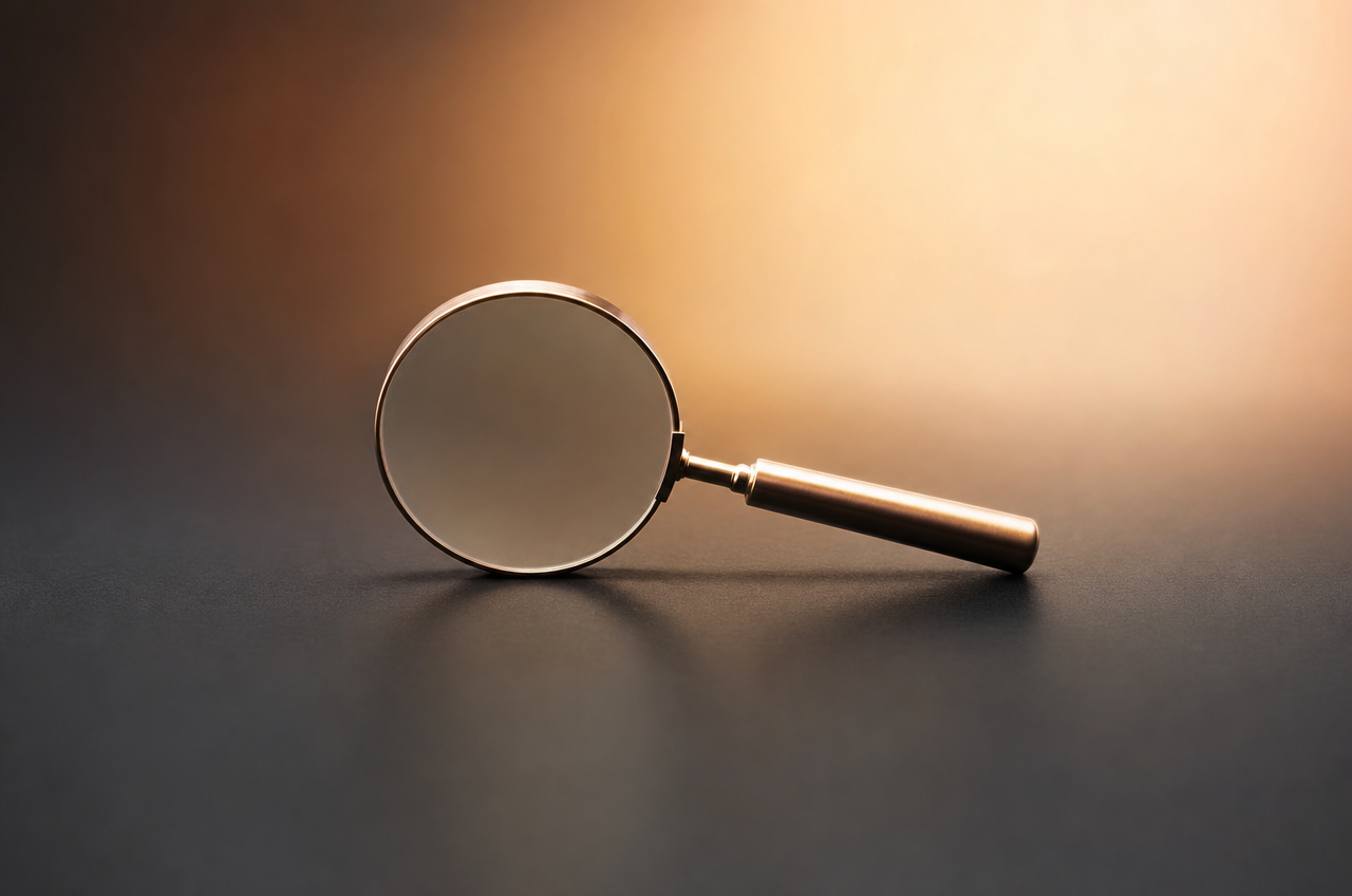 Magnifying Glass on Matte Black Surface