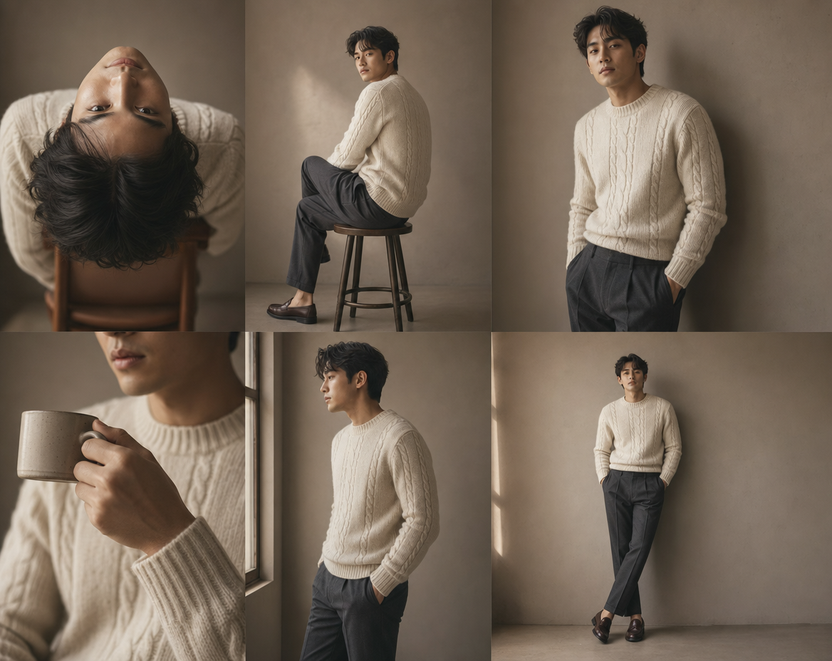 Man in Modern Editorial Fashion Grid