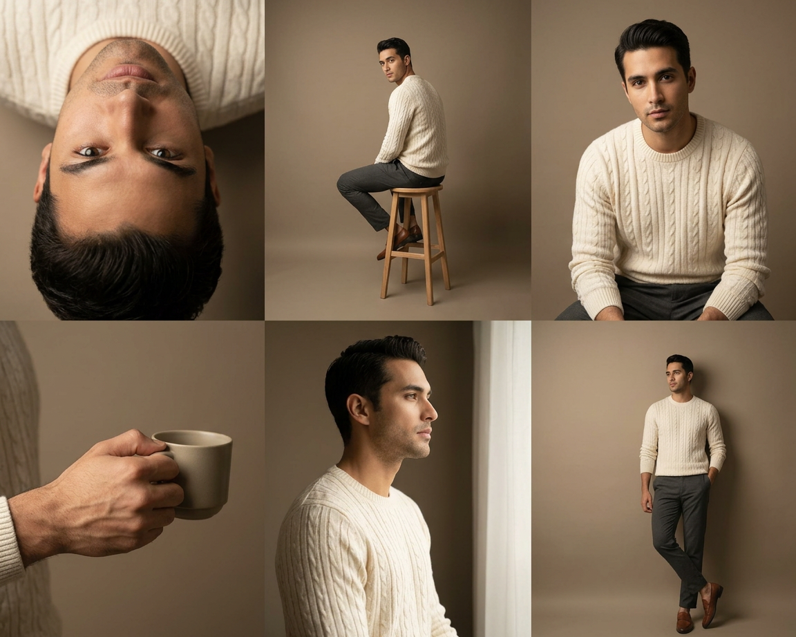 Man in Modern Editorial Fashion Grid