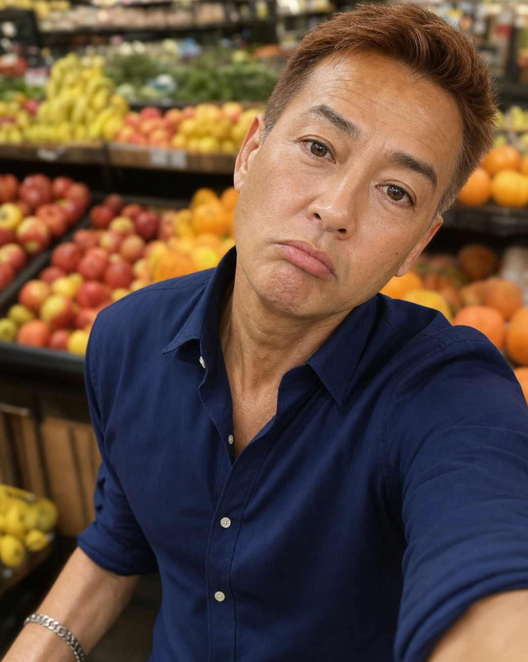 Middle-Aged Man Selfie at Grocery Store