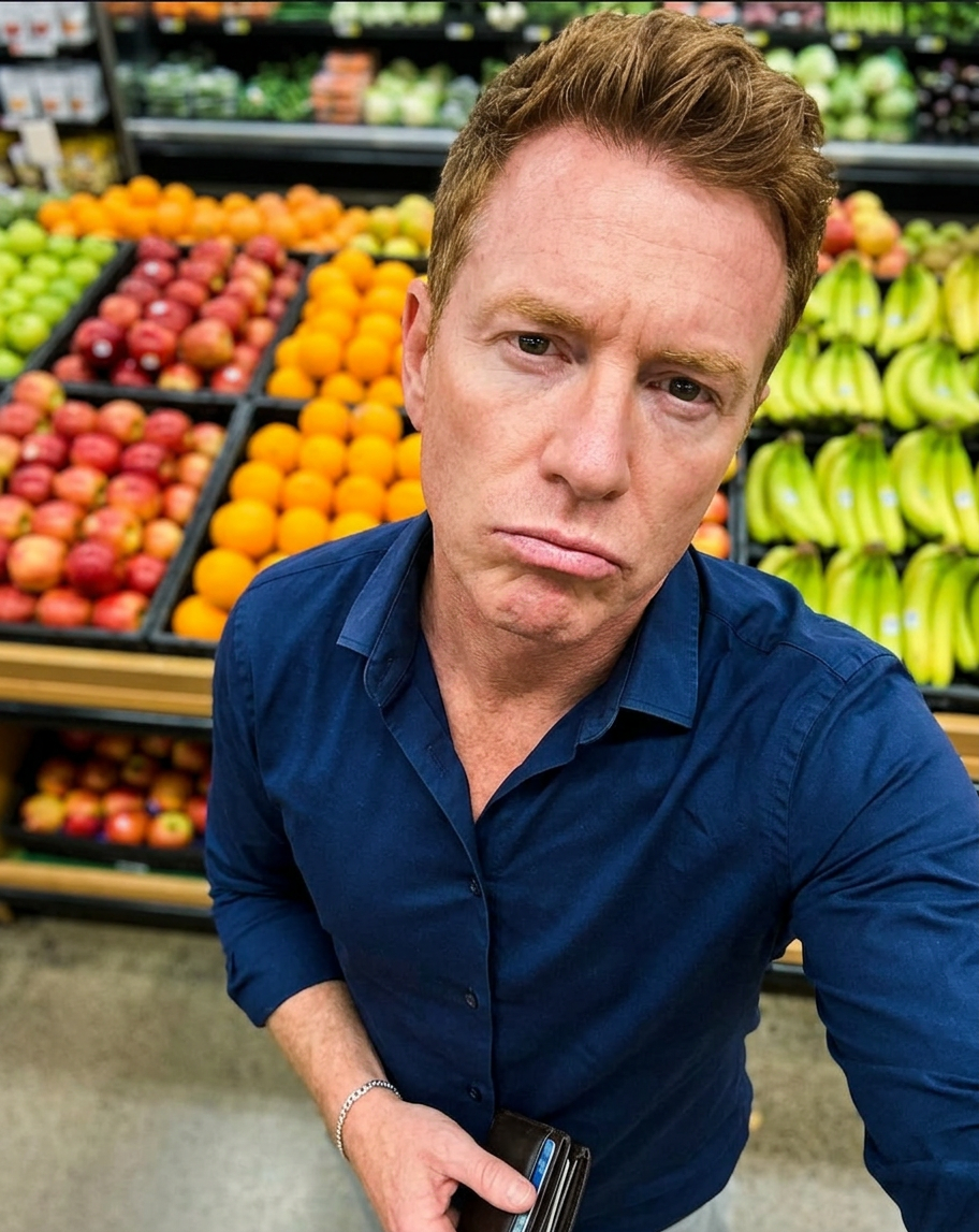 Middle-Aged Man Selfie at Grocery Store — nano-banana-2