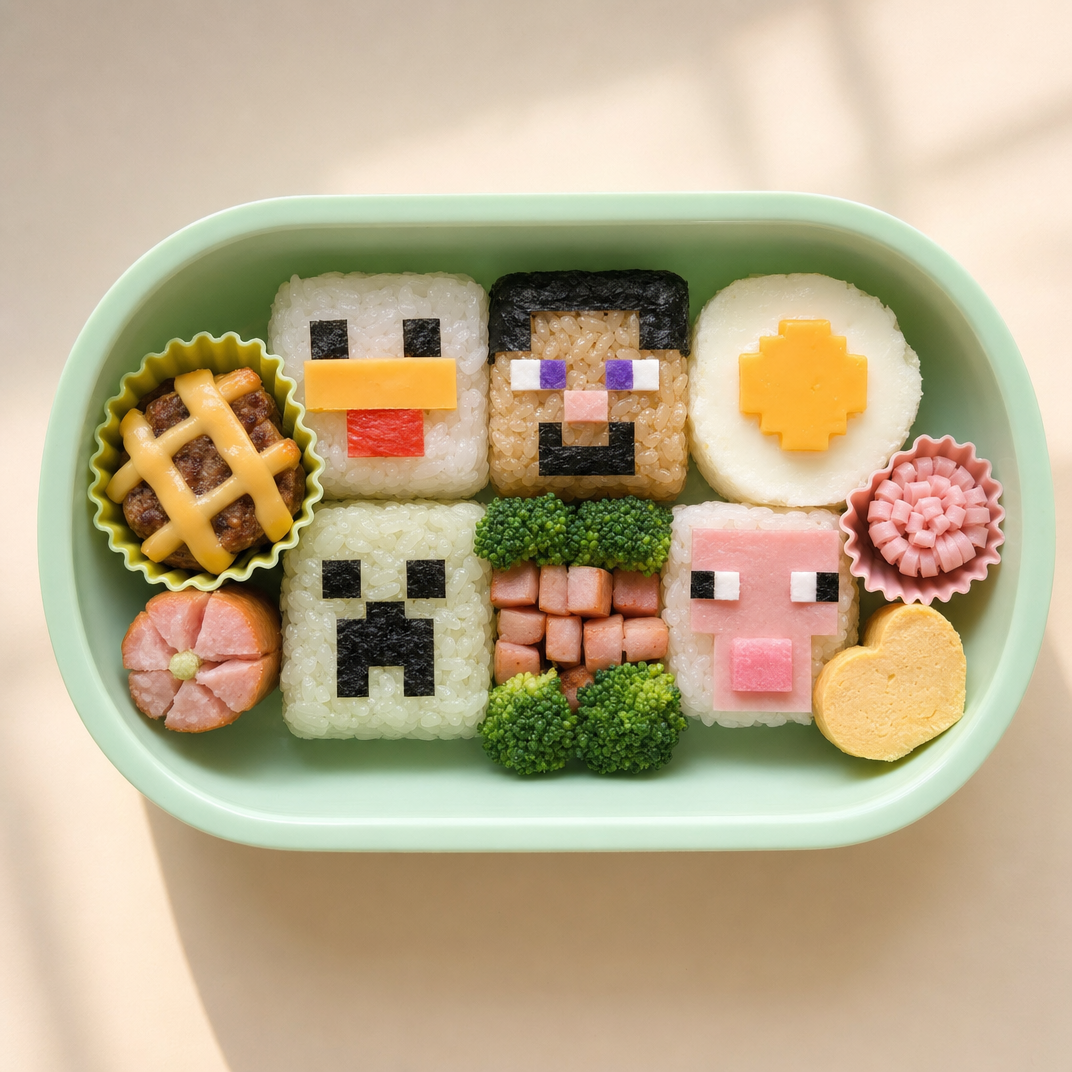 Minecraft-Style Cute Bento Face