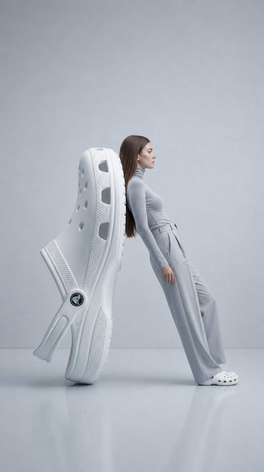 Model Poses by Oversized Crocs