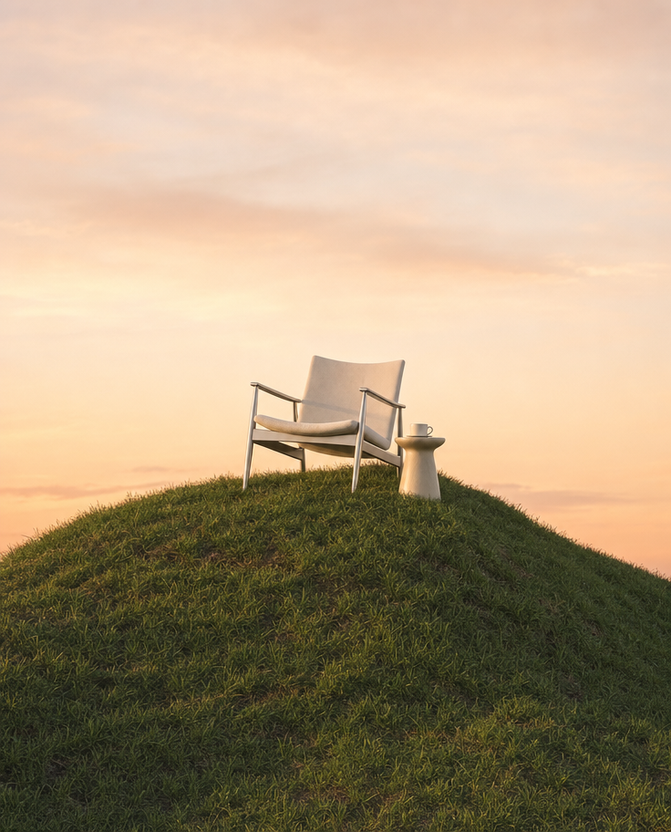 Modern armchair on pastel hill