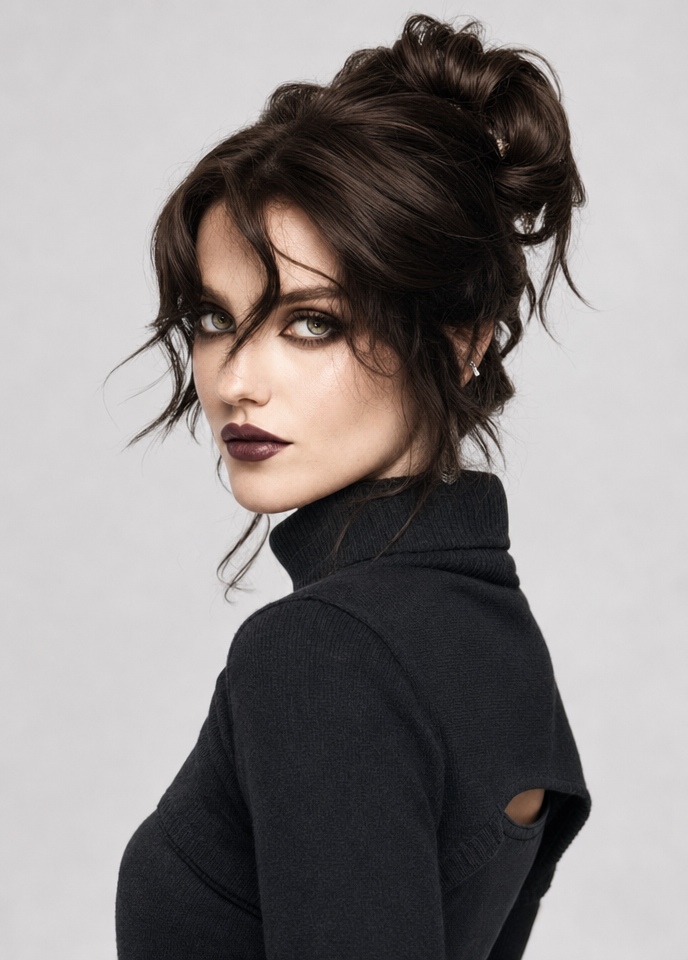 Moody gothic portrait with hazel eyes