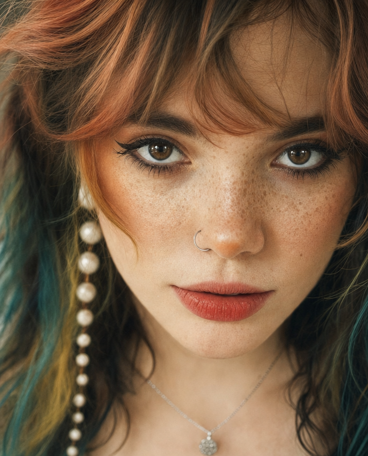 Moody portrait with silver jewelry