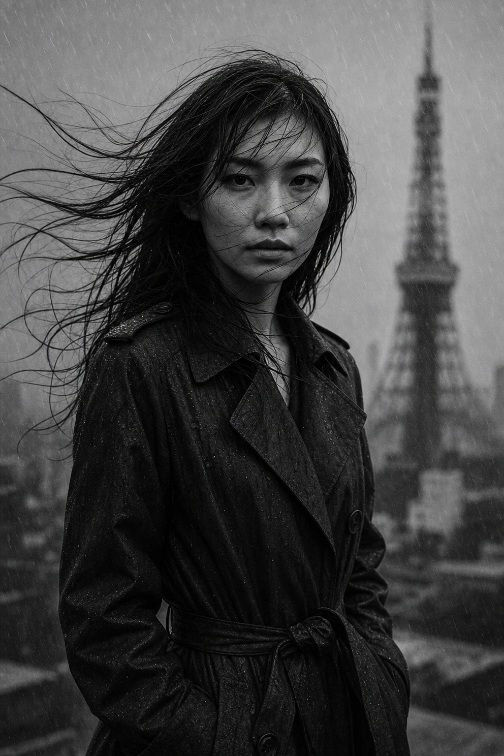 Moody Rain Portrait by Tokyo Tower