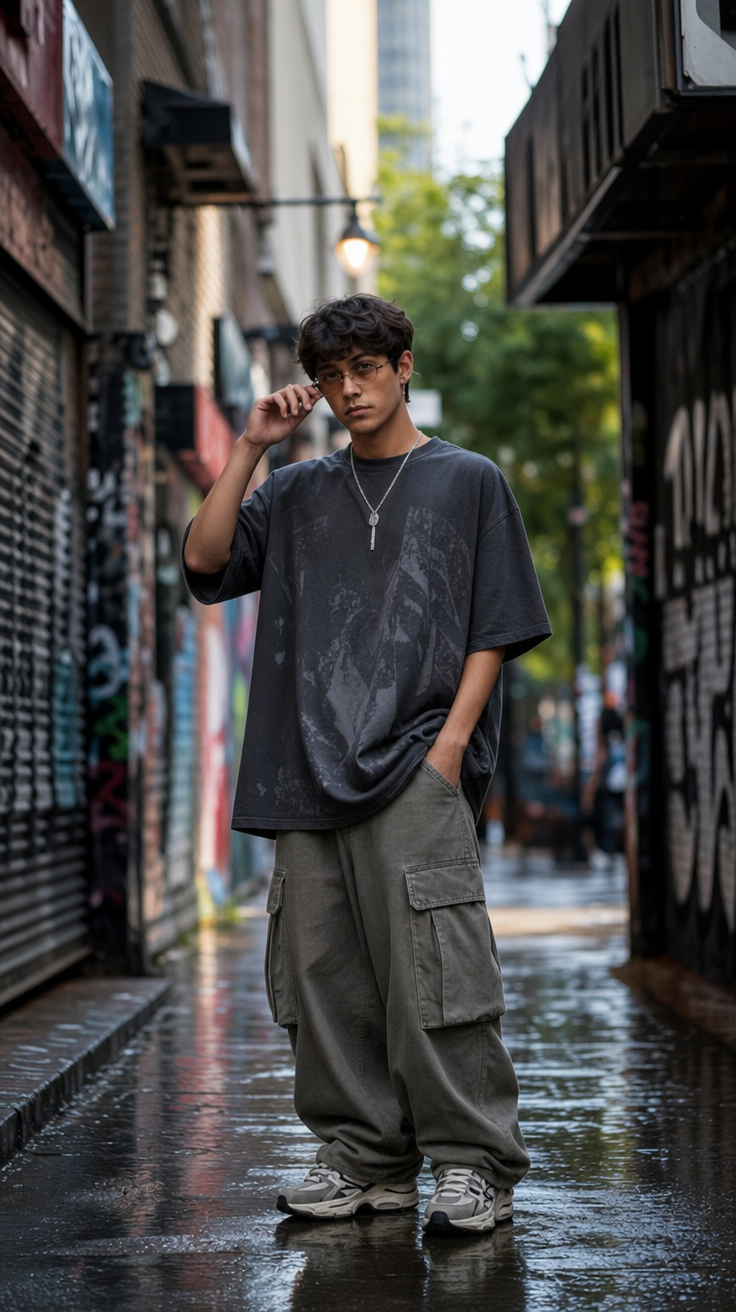Moody streetwear portrait in alley