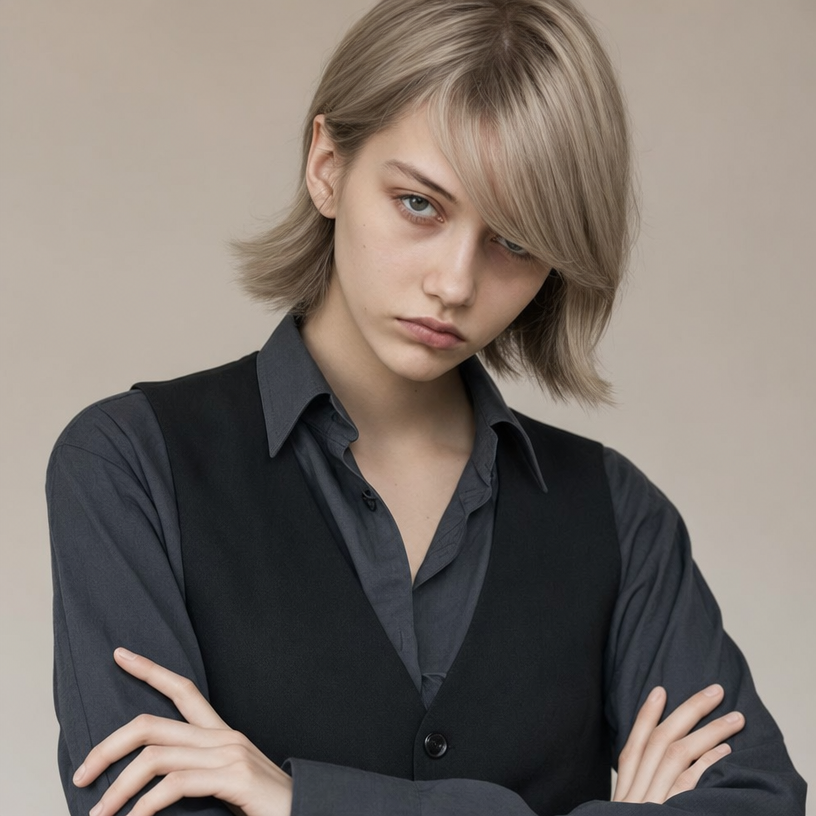 Moody studio editorial in charcoal monochrome