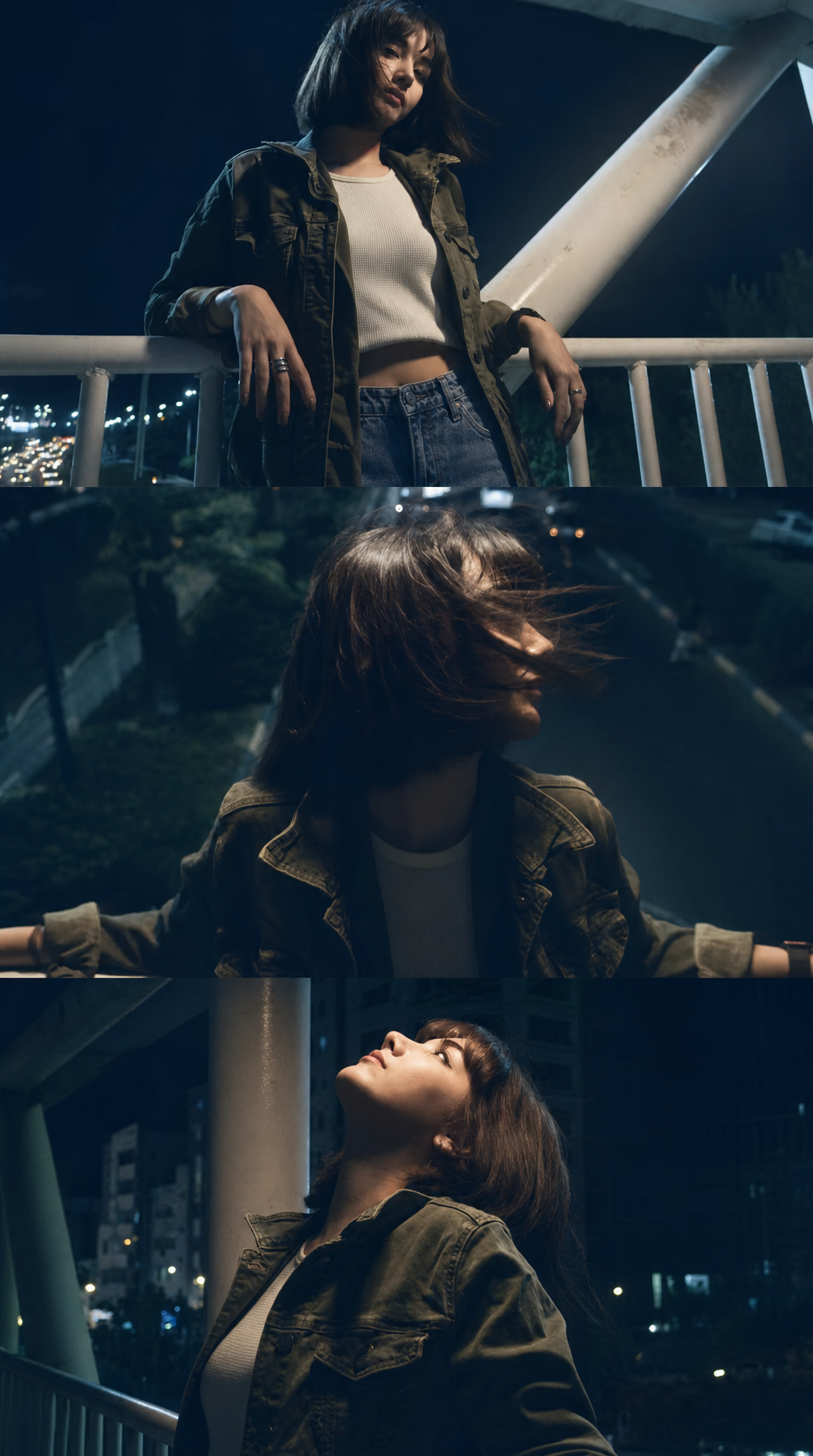 Moonlit Bridge Portrait With Gritty Film