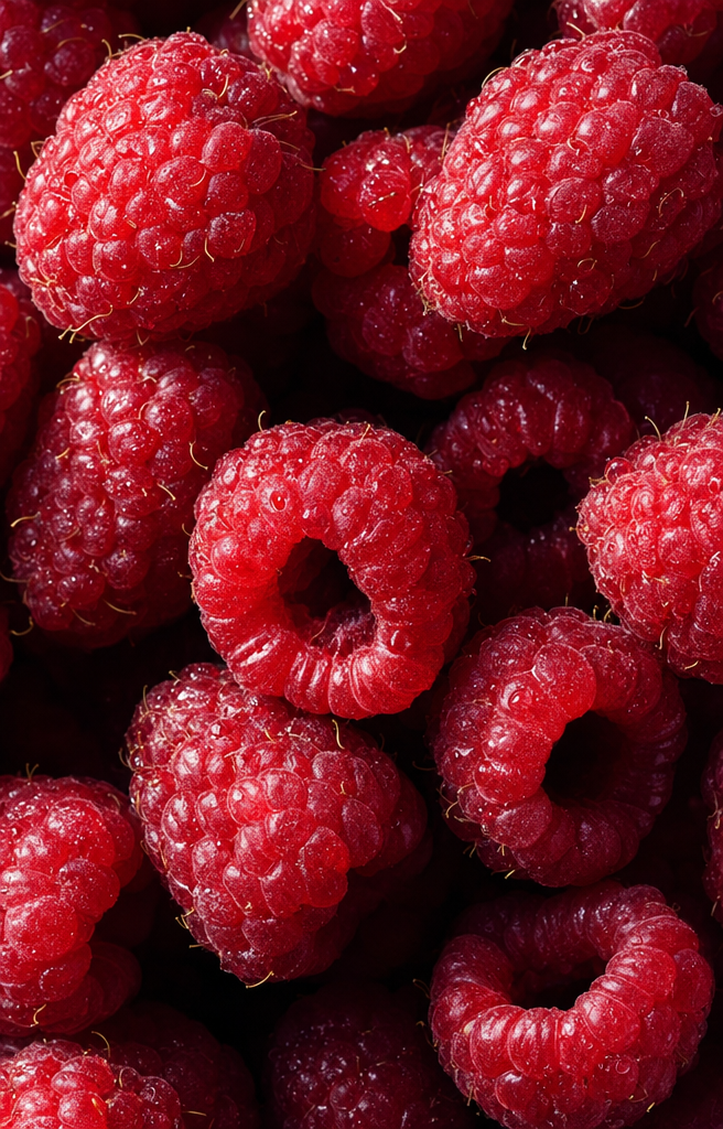 Morning-lit Macro Raspberries Close-Up