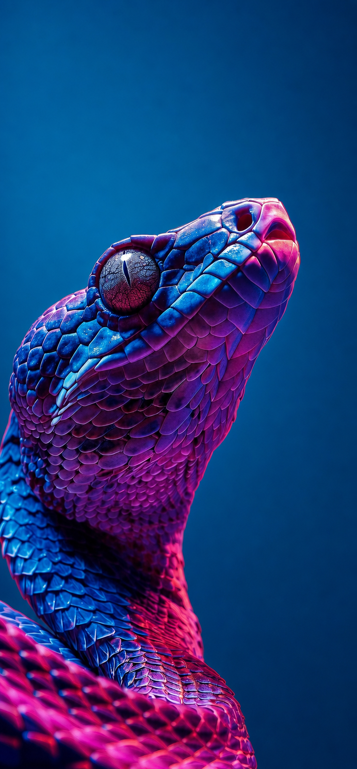 Neon Iridescent Snake Macro Portrait