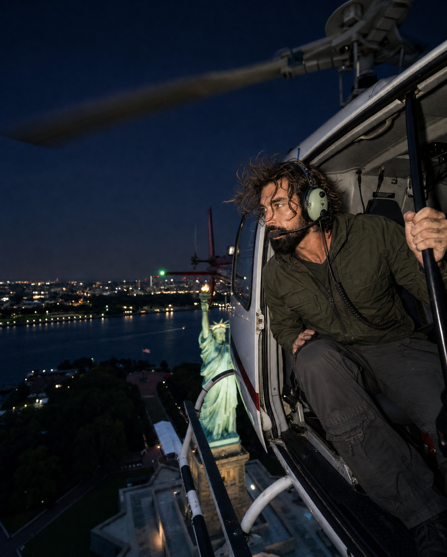 Night Helicopter Escape Over New York