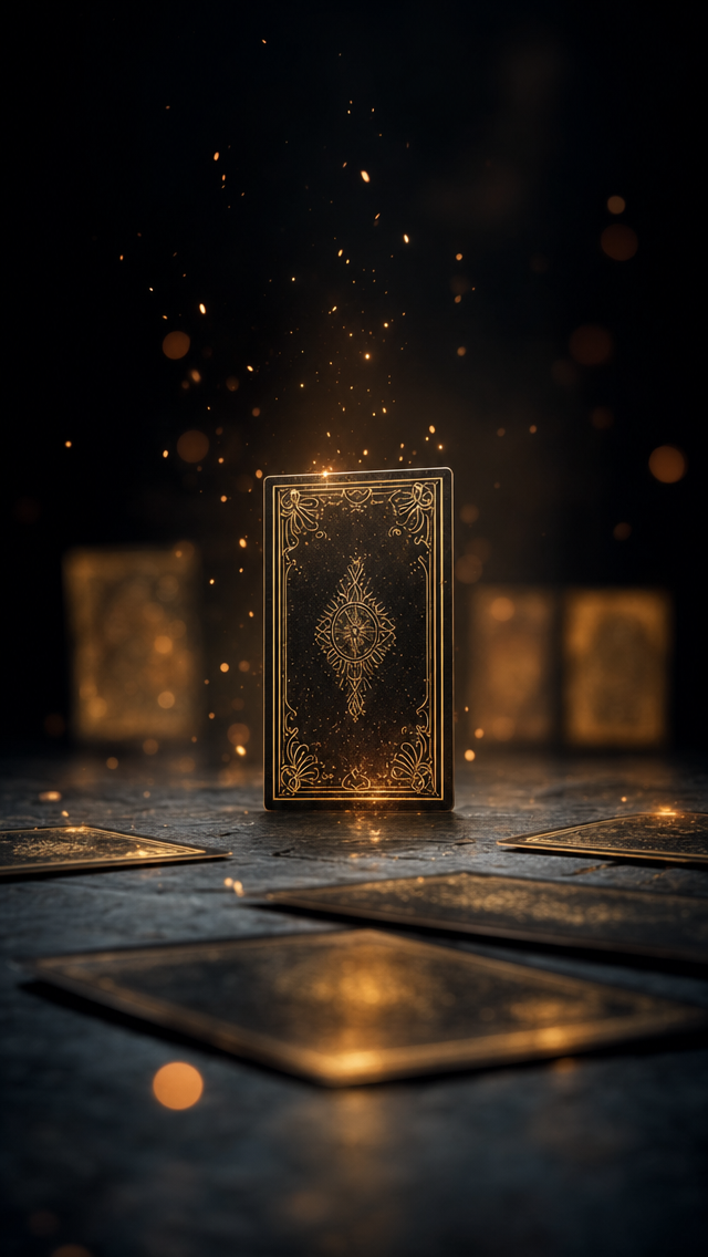 Ornate Tarot Card with Ember Sparks
