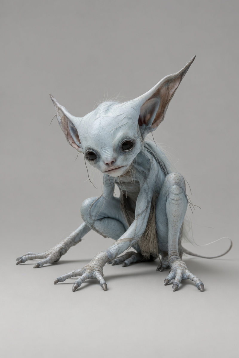 Pale bluish Alien Creature With Thick Segmented Legs