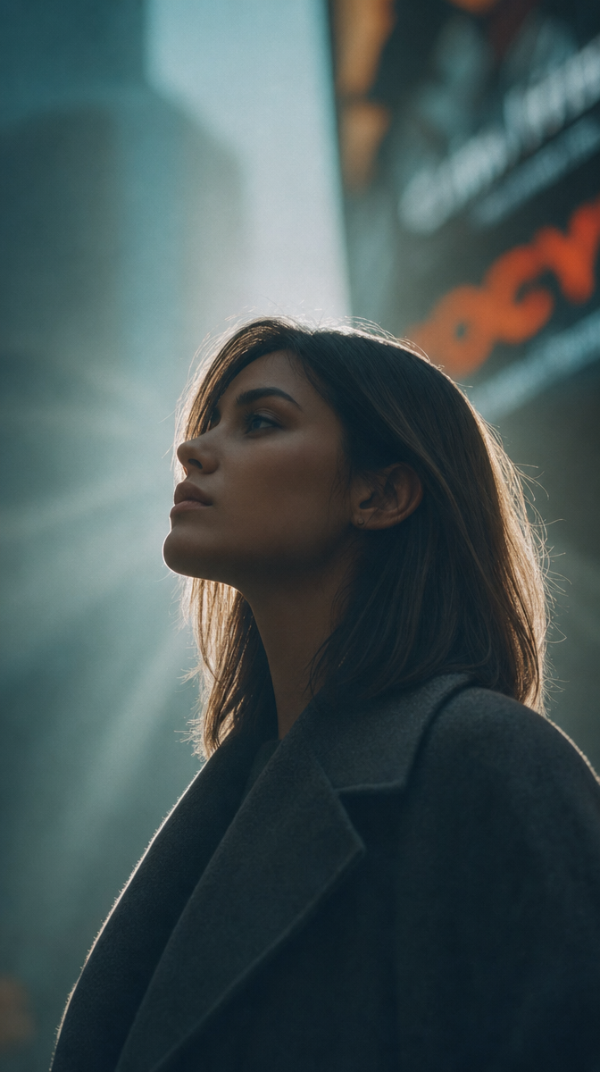 Profile Fashion Portrait in Cool Backlight