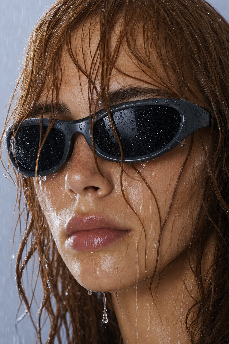 Rain-Slick Portrait With Cool Sunglasses