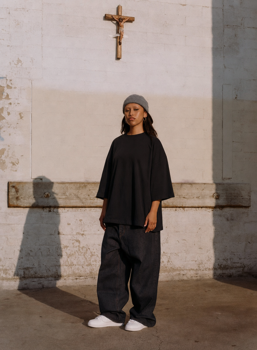 Raw Streetwear Portrait in Warm Light