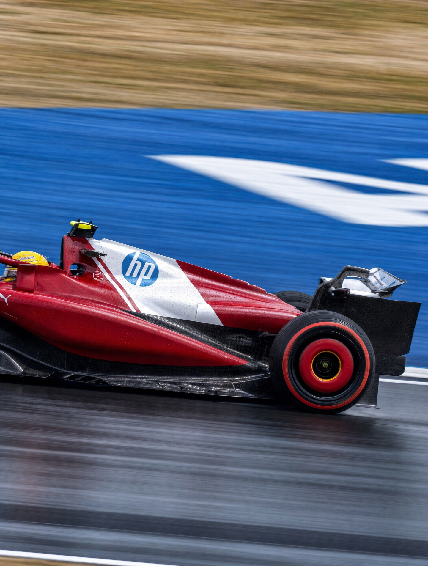 Red Ferrari F1 Panning Speed Shot