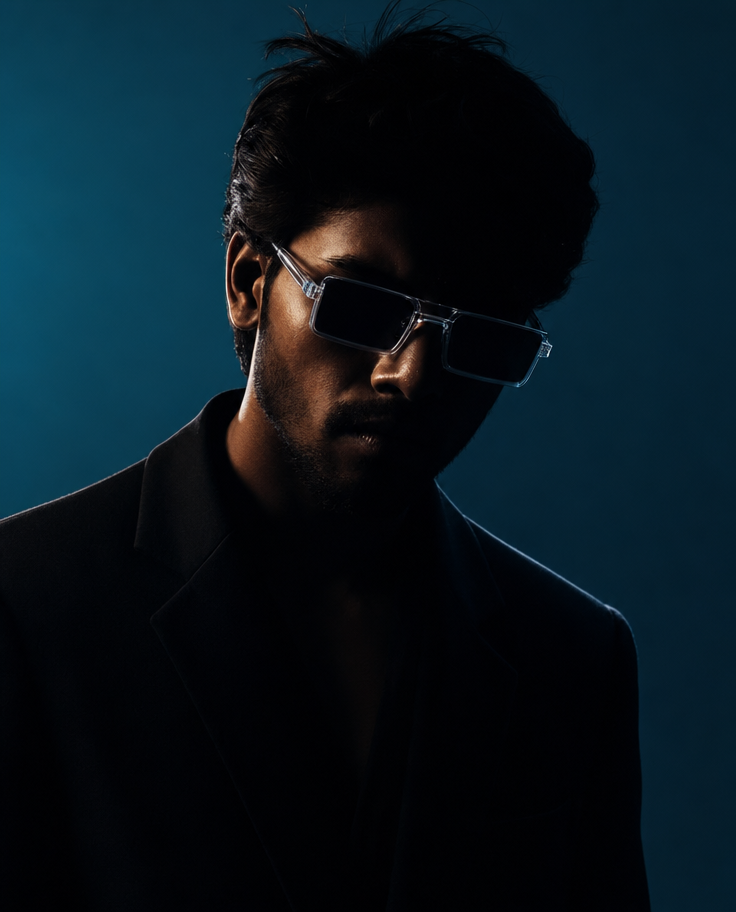 Rim-lit Futuristic Minimal Fashion Portrait