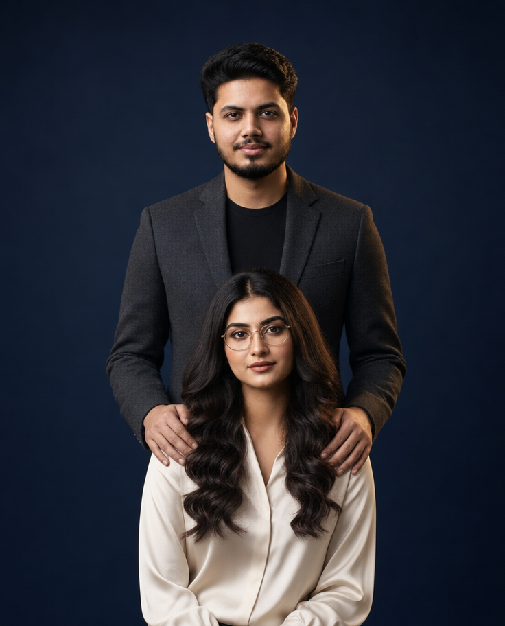 Woman and Man in Intimate Studio Portrait