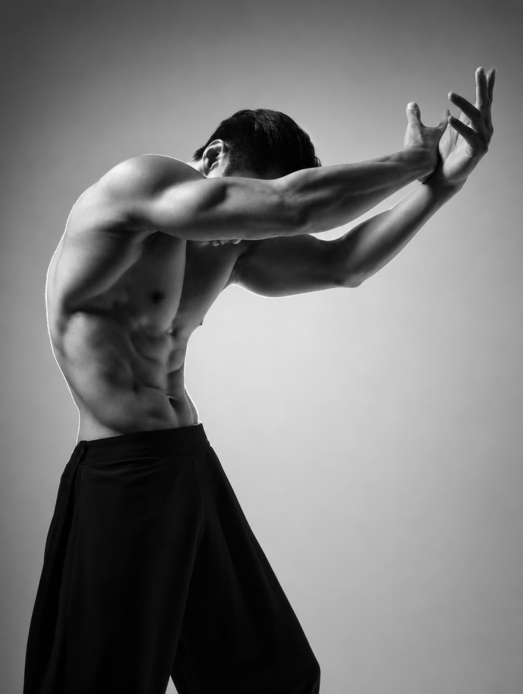 Sculpted Torso Monochrome Studio Portrait